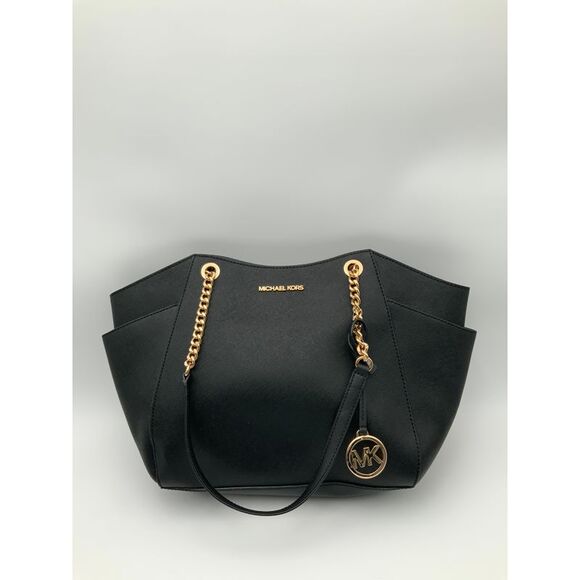 Michael Kors Jet Set Large Saffiano Leather Shoulder Bag BLACK - Picture 2 of 2